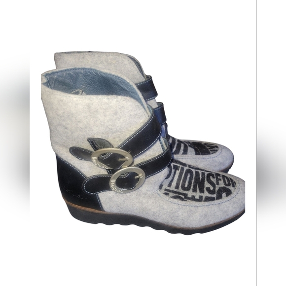 Desigual Women's Stylish Gray and Black Felt Winter Snow Buckle Boots Sz 40 - Picture 5 of 8